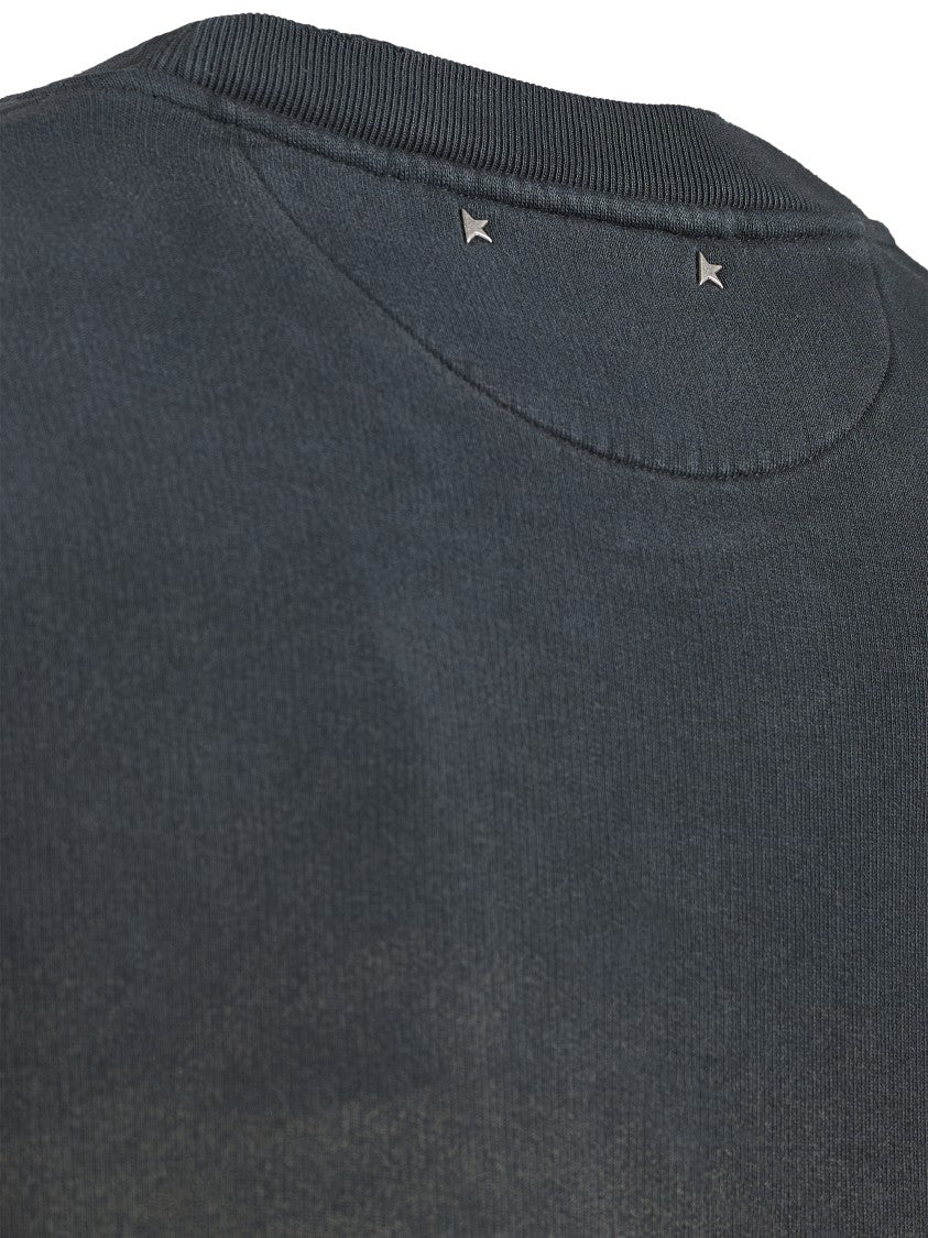 Golden Goose Unisex Crew Neck Sweater With Unique Bleaching Effect And Embroidery