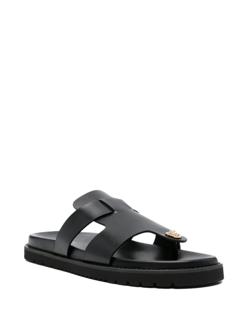 Versace Black Silk And Nylon Sandals