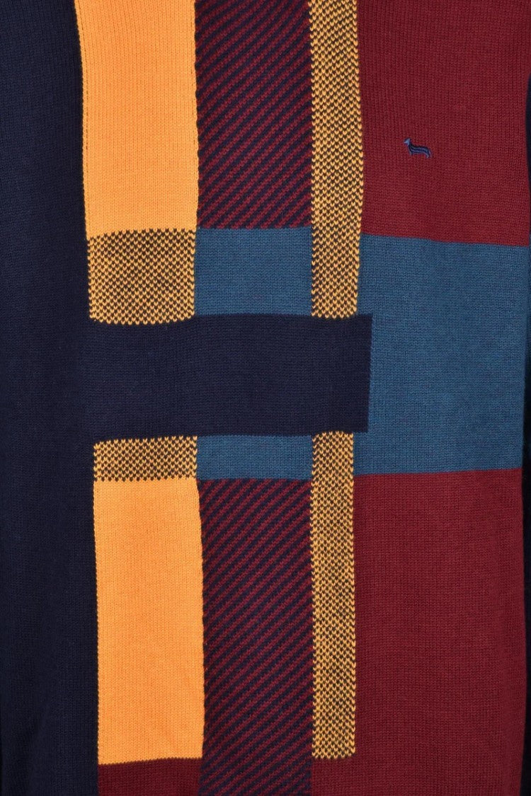 Harmont&Blaine Blue/Bordeaux Wool Polyamide Acrylic Men's Sweater