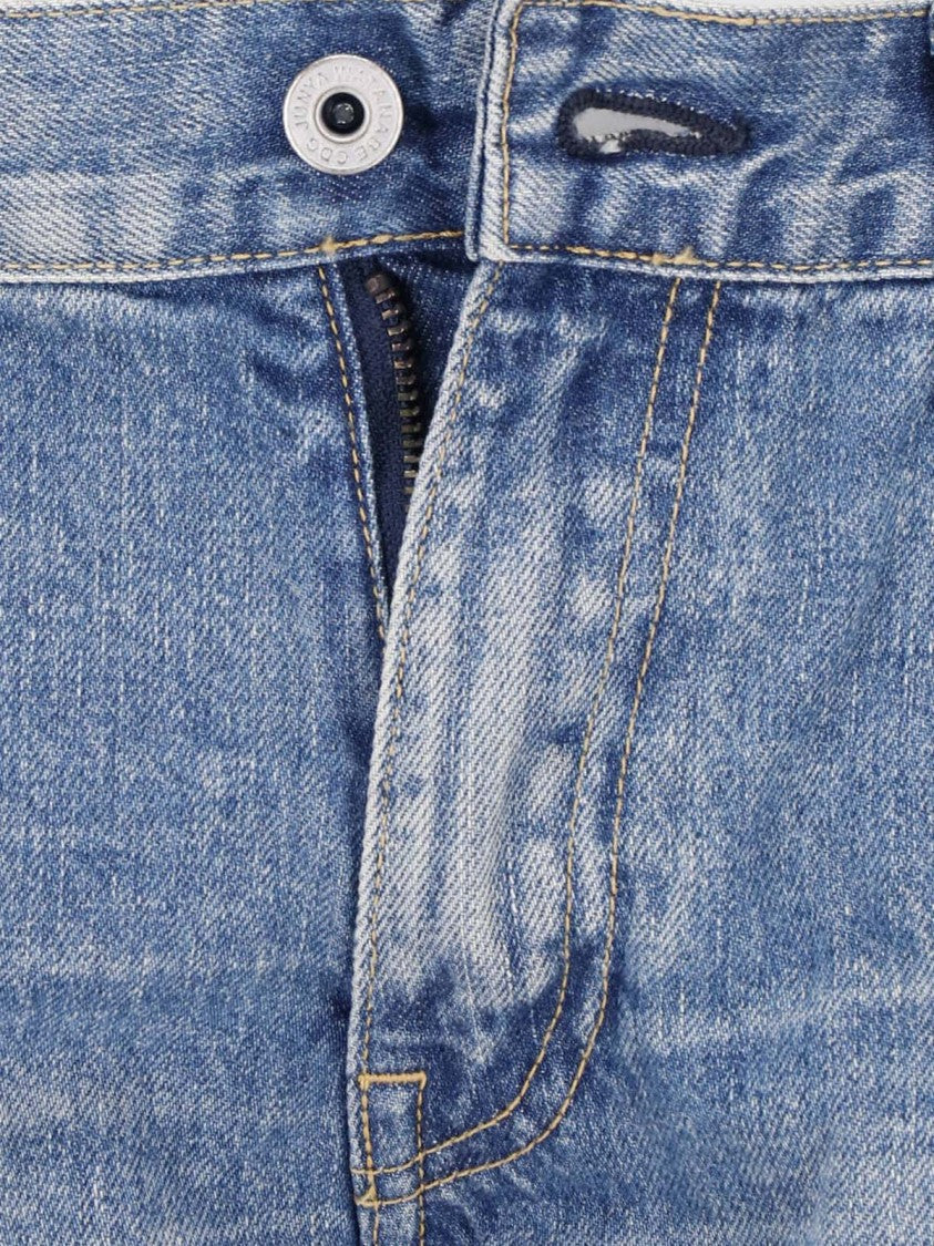 Junya Watanabe Multicolor Patchwork Distressed Denim Flared Jeans
