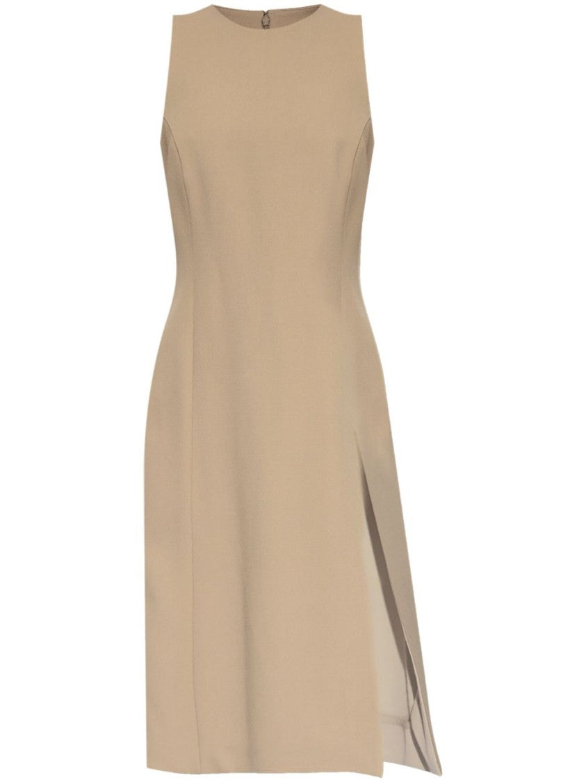 Ami Paris Beige Virgin Wool Midi Dress