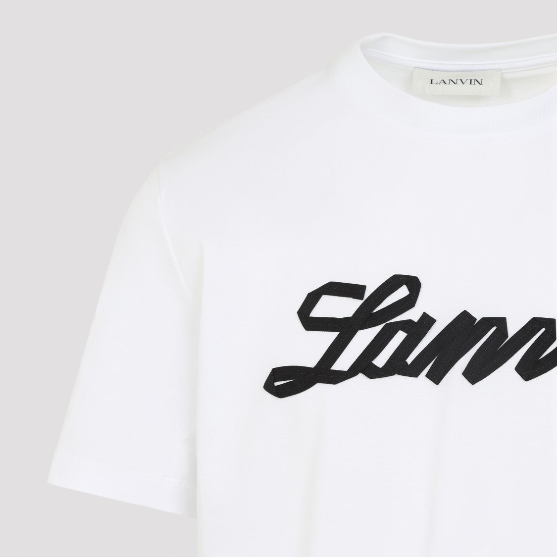 Lanvin Short-Sleeve Cotton T-Shirt With Bold Logo Accent