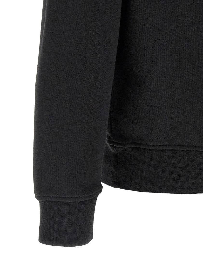 Stone Island Intermediate Weight Black Cotton Sweatshirt With Logo Badge