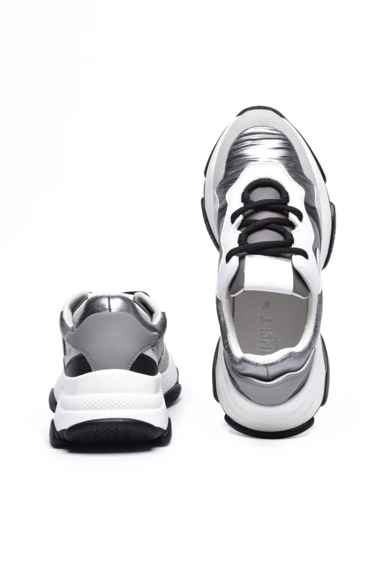 Twin-Set Silver Rubber Women's Rubber Running Sneakers