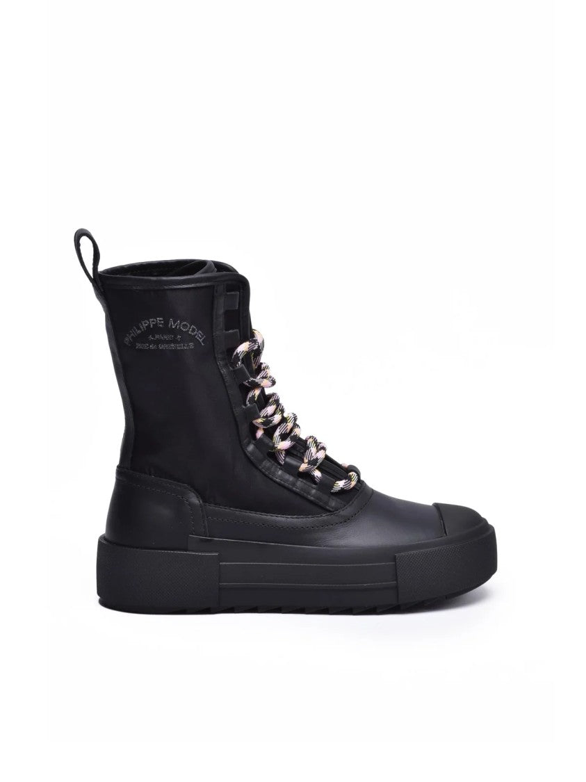 Philippe Model Black Polyester Rubber Men's Paris Haute Boot