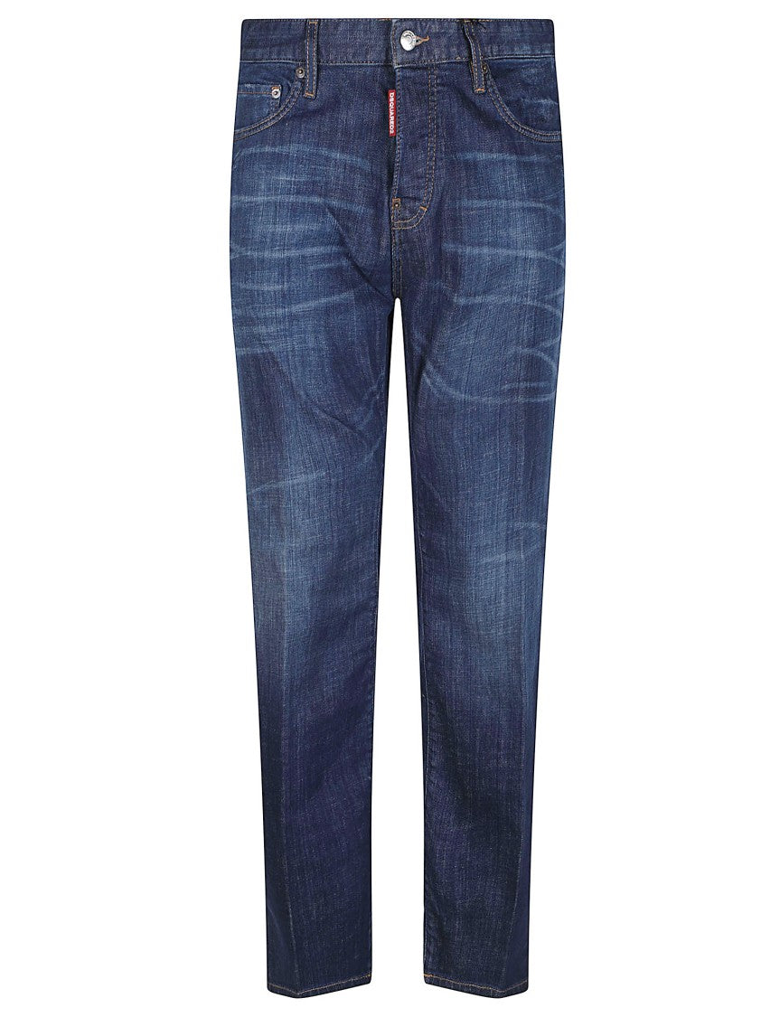 Dsquared2 642 Straight-Leg Faded Denim Jeans