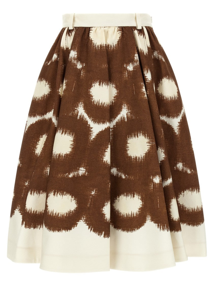 Prada Circle Print Cotton Canvas Midi Skirt