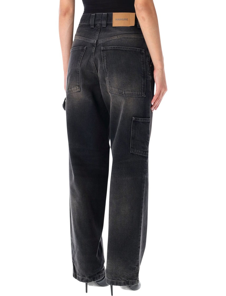 Haikure High-Waisted Loose-Fit Jeans With Vintage Wash And Relaxed Silhouette