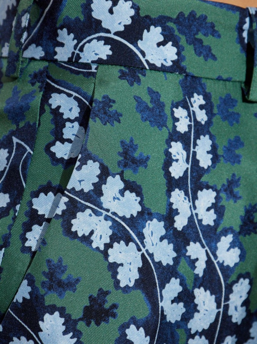 Lanvin Forest Green Patterned Wide Leg Trousers