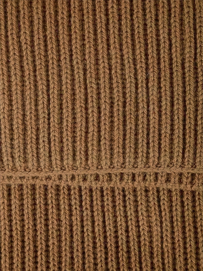 A.P.C. Ribbed Knit Scarf In Warm Brown Wool-Cashmere Blend