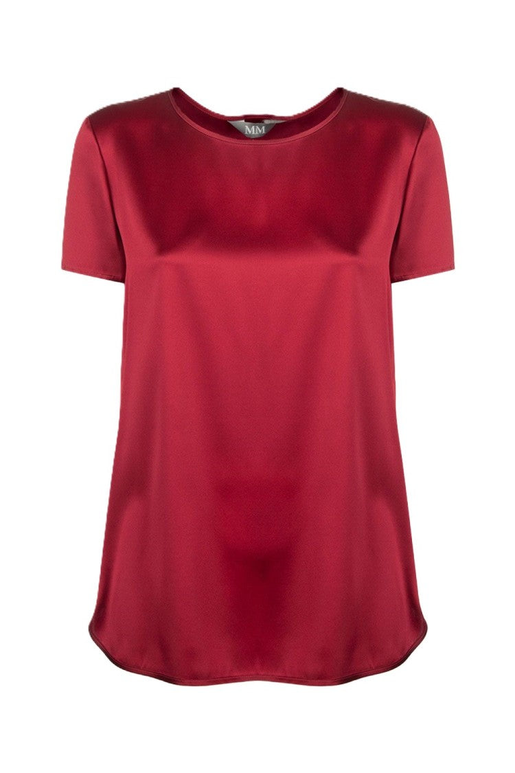 Max Mara Short-Sleeved Blouse With Smooth Finish And Round Neckline