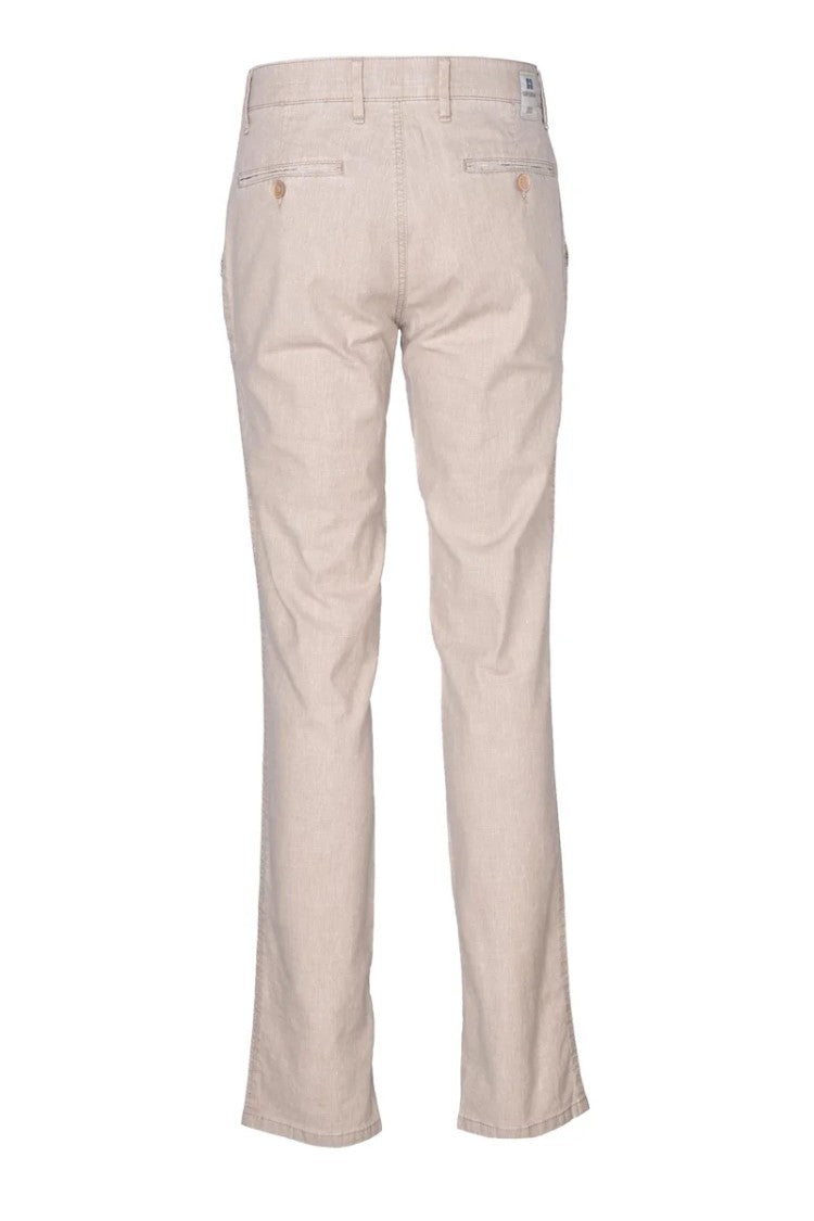 Club Of Comfort Straight-Leg Beige Linen-Cotton Blend Pants With Stretch Fit