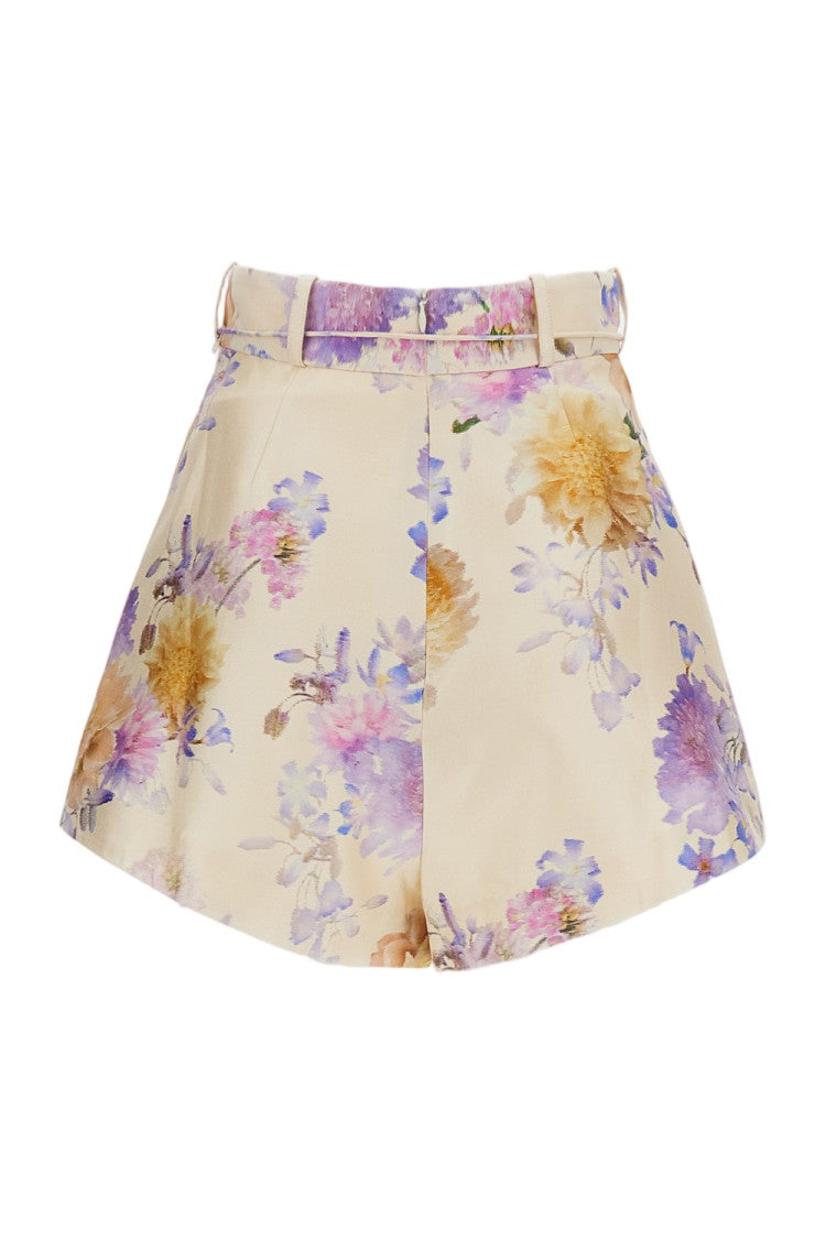 Zimmermann High-Waisted Floral Pattern Silk And Cotton Shorts