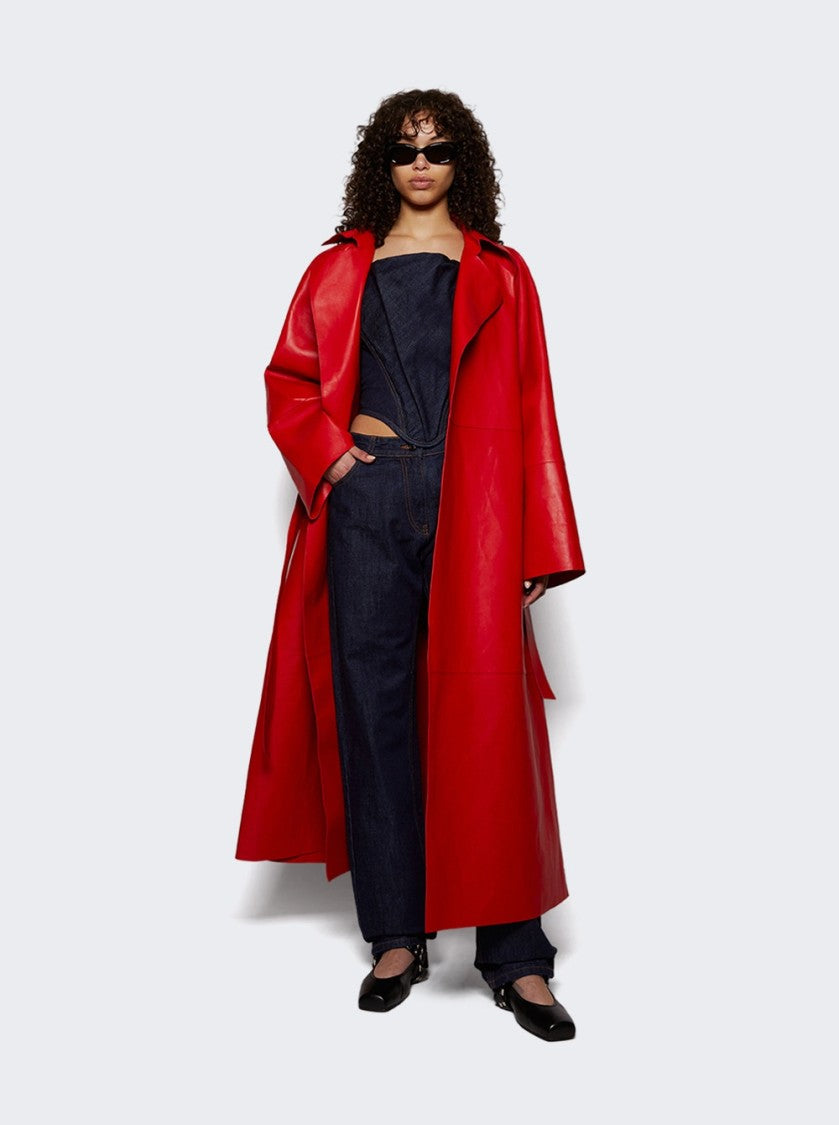 Magda Butrym Draped Strapless Denim Corset Navy