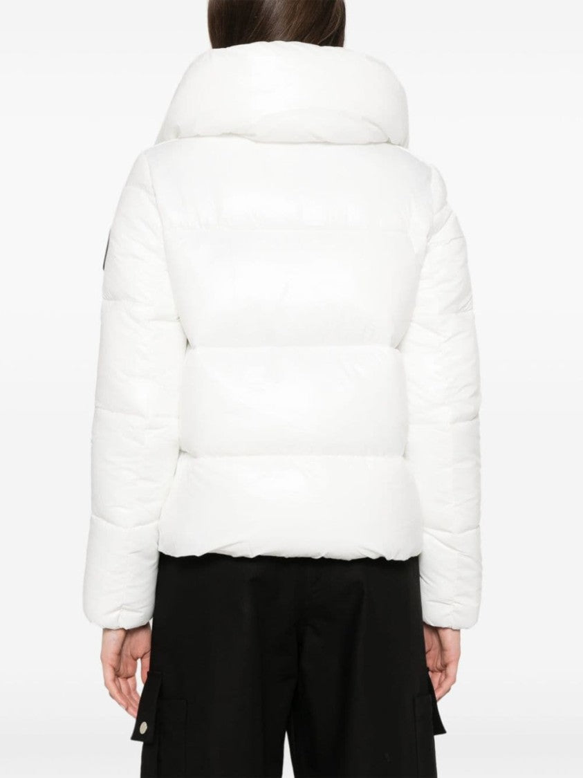 Save The Duck White Short Quilted Puffer Jacket