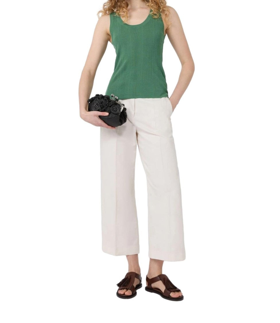 Max Mara Ecru Wkdzircone Cotton Casual Trousers