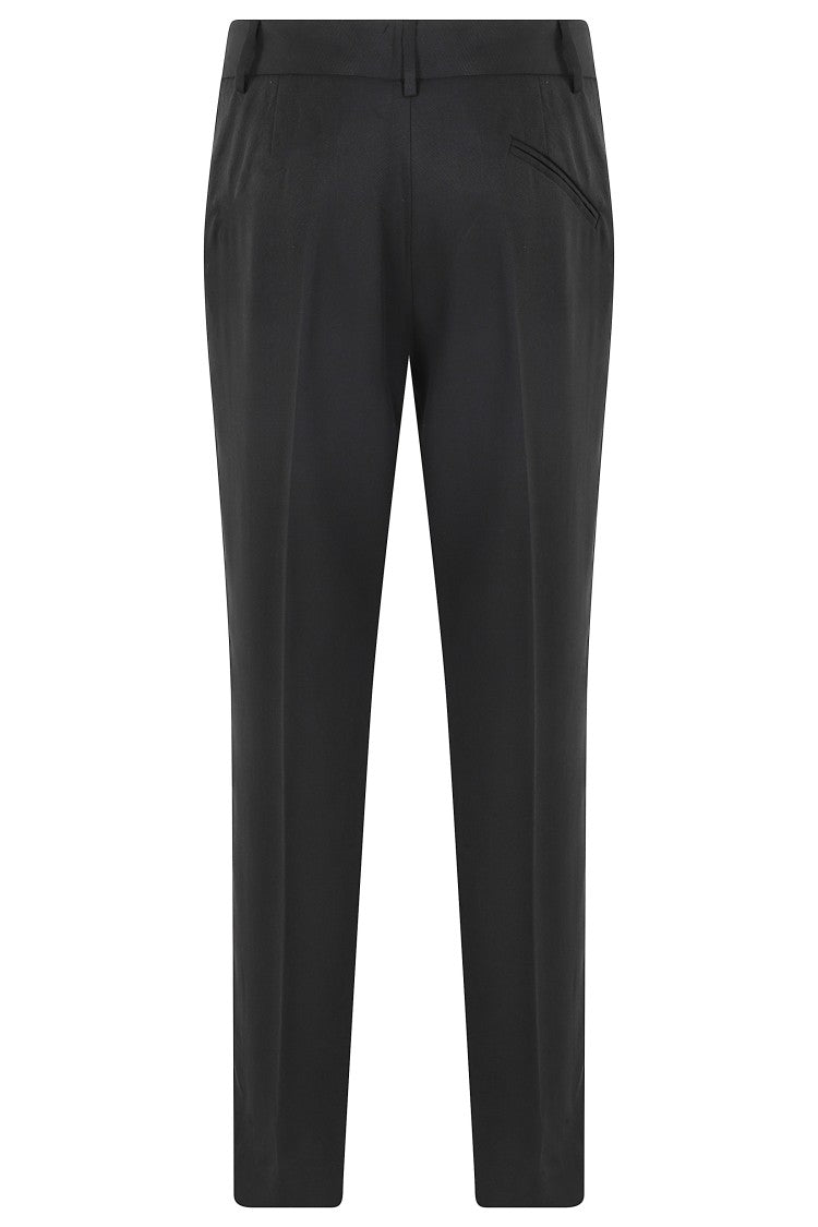 Federica Tosi Black New York Canvas Belt-Loops Tencel Formal Pants