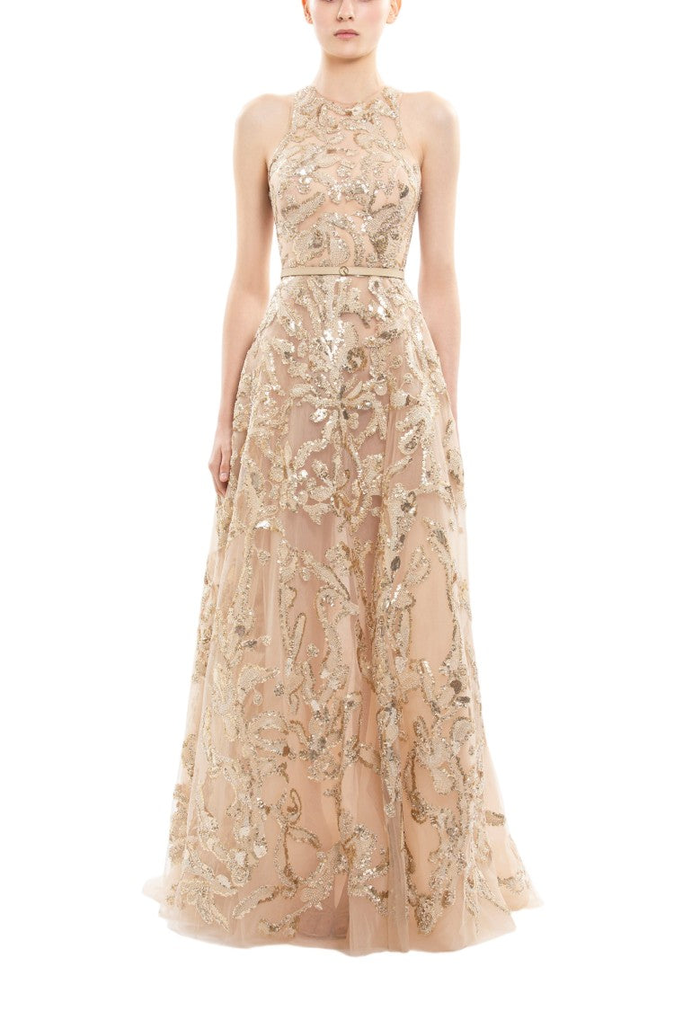 Saiid Kobeisy Embroidered Tulle Long Dress