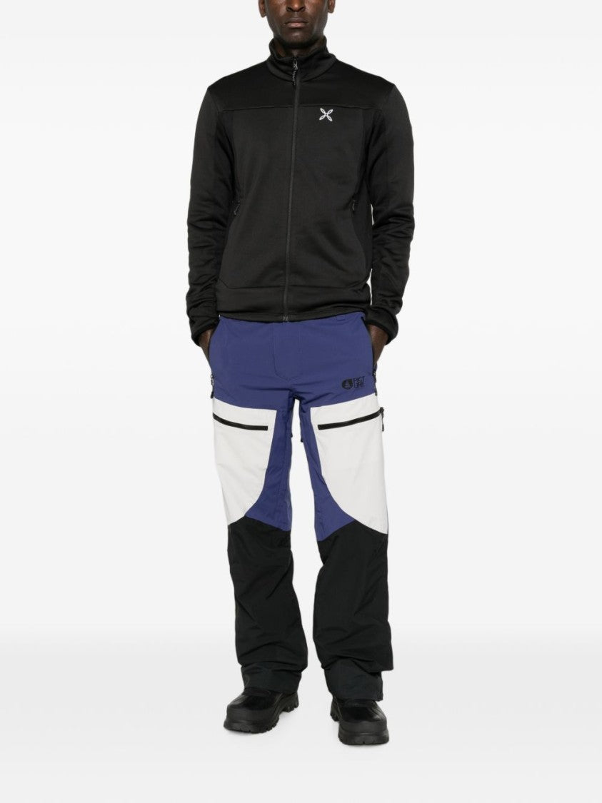 Picture Color-Block Zippered Pocket Jeans