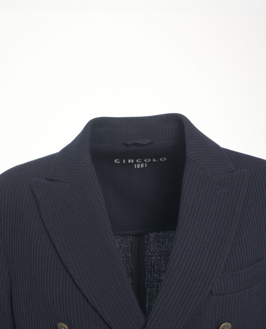 Circolo 1901 Double-Breasted Knit Blazer With Metallic Buttons