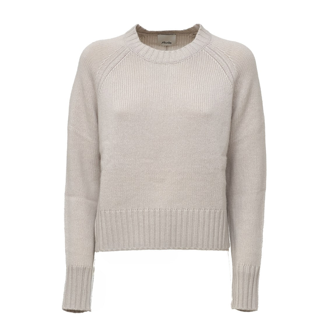 Allude Boxy Ribbed Wool Cashmere Crewneck Sweater