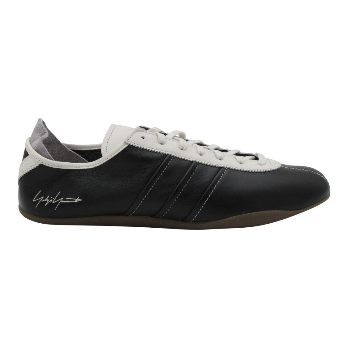 Y-3 Black Leather Sneakers With Signature Logo