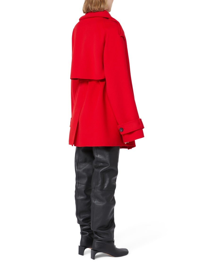 Max Mara Tailored Red Virgin Wool Coat With Classic Silhouette