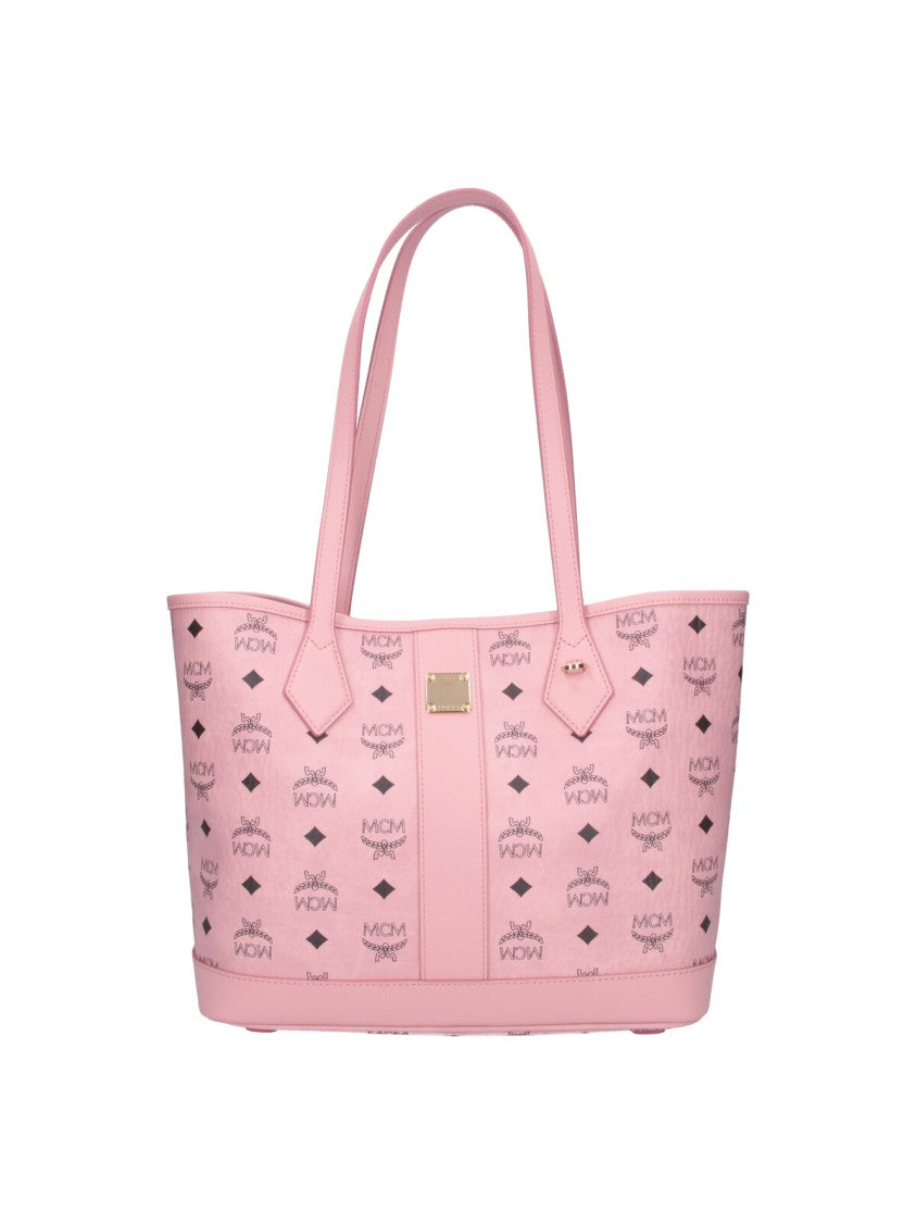 Mcm Pink Liz Visetos Fabric Tote Bag