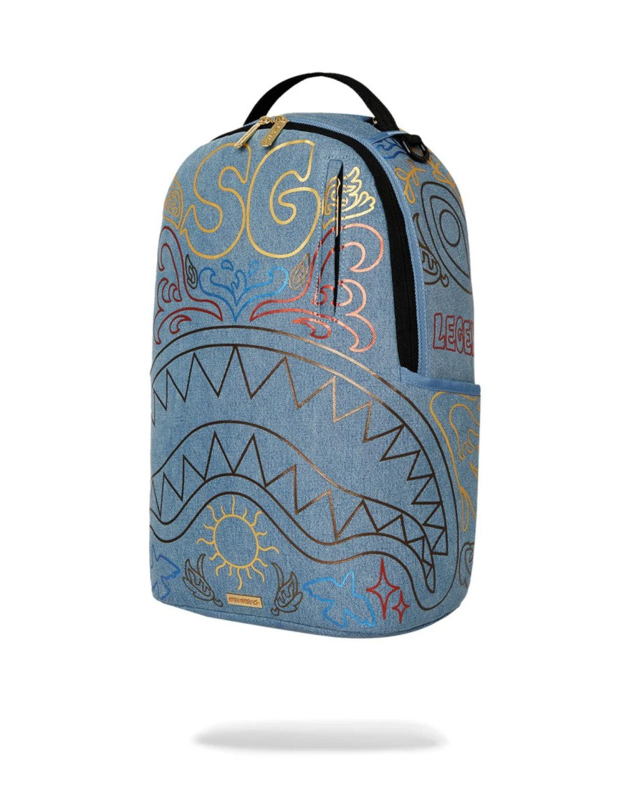 Sprayground Denim-Texture Backpack