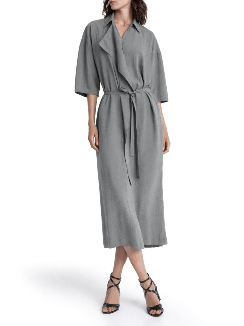 Lemaire Grey Asymmetrical Silk-Blend Dress