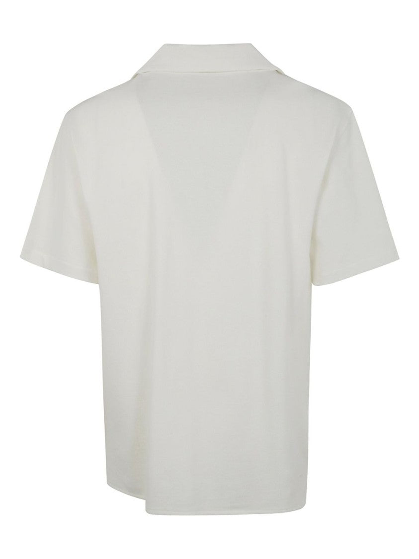 Drôle De Monsieur Camp Collar Shirt With Embroidered Motif And Chest Pocket