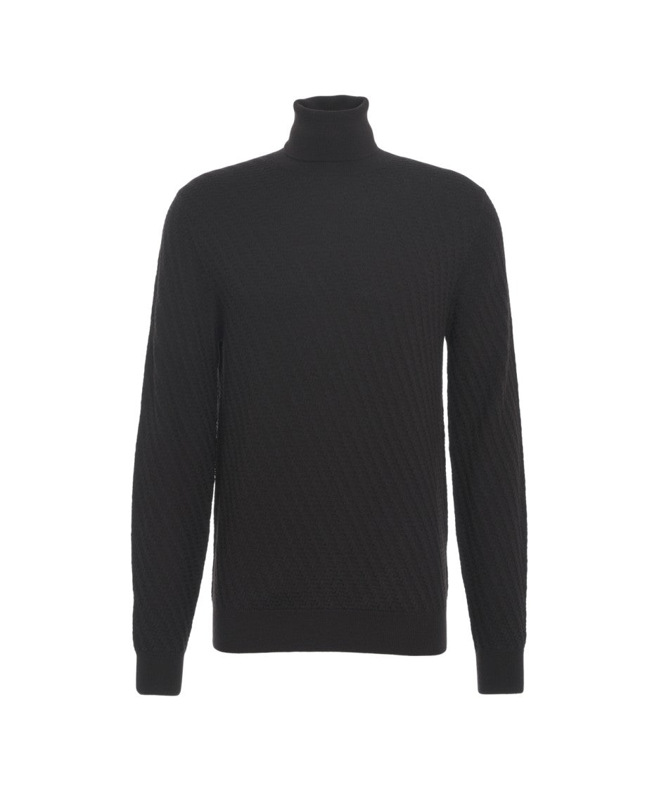 Paolo Pecora Textured High Collar Knit Sweater