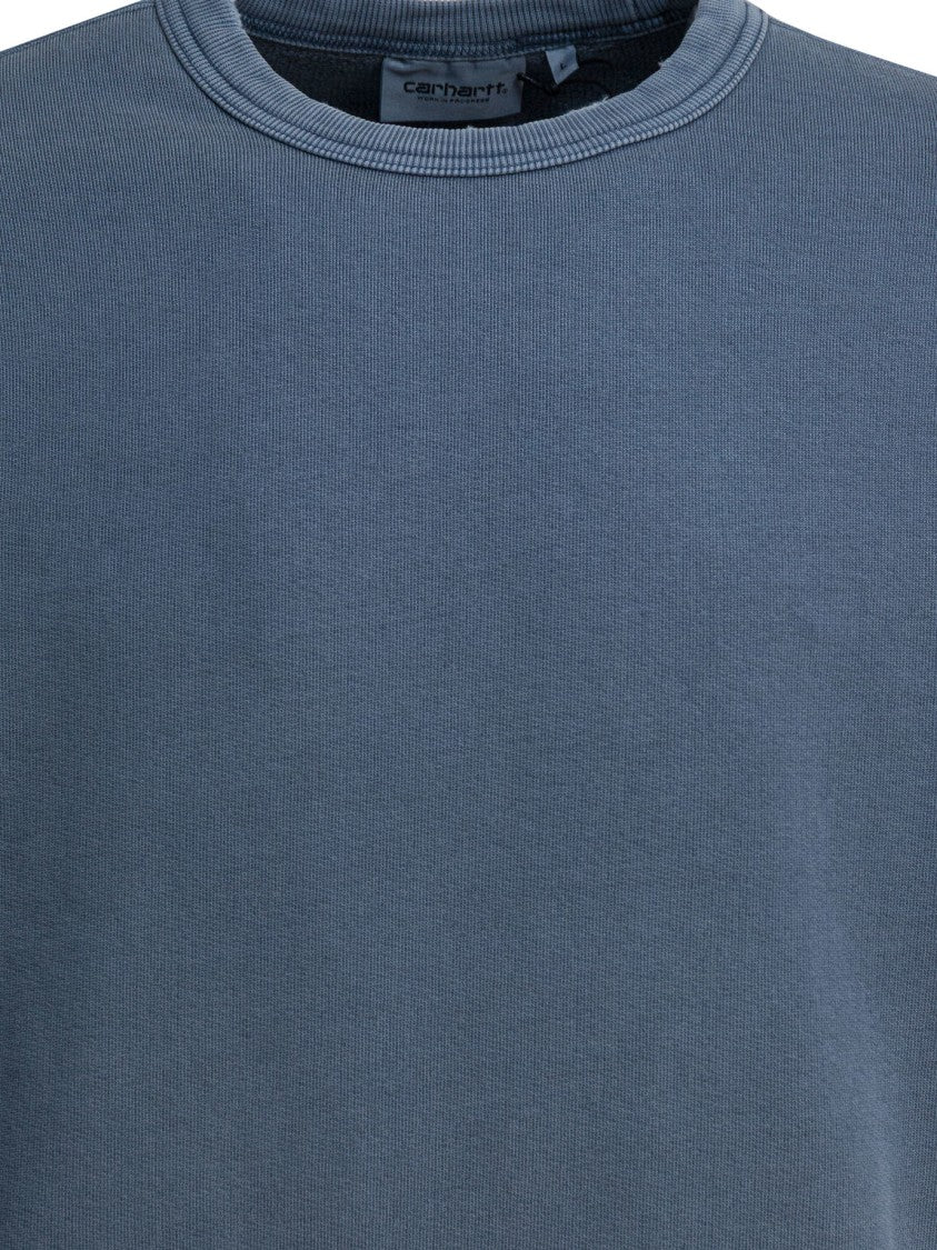 Carhartt Wip Balloon-Cut Blue Crewneck Sweatshirt With Distressed Finish
