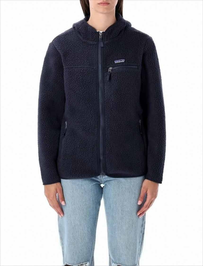 Patagonia Textured Fleece Hooded Jacket With Zippered Pockets
