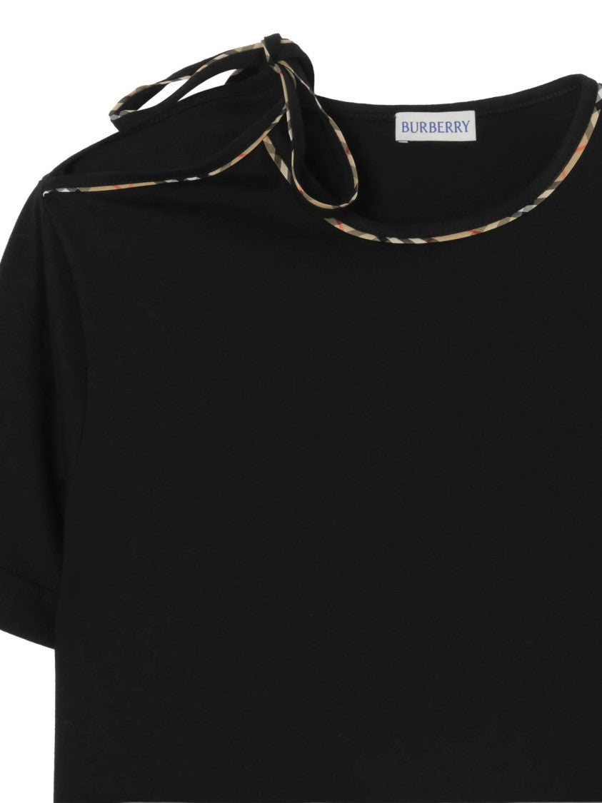 Burberry White Bow Detail Cotton Relaxed T-Shirt