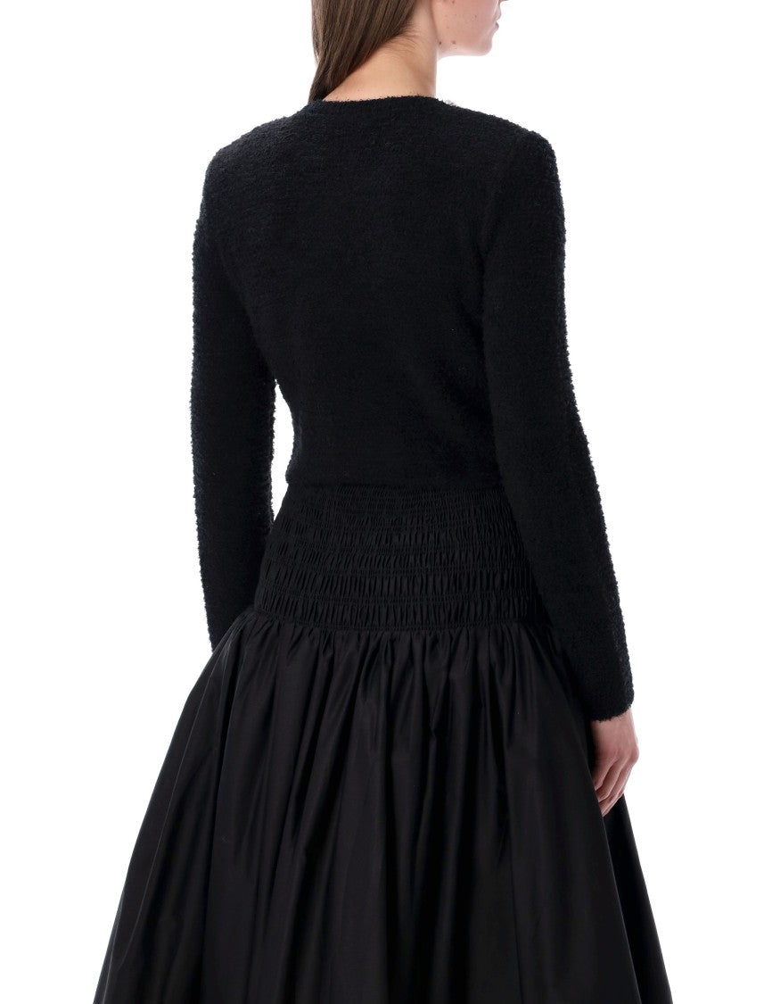Self-Portrait Crystal Embellished Cropped Stretch Knit Cardigan