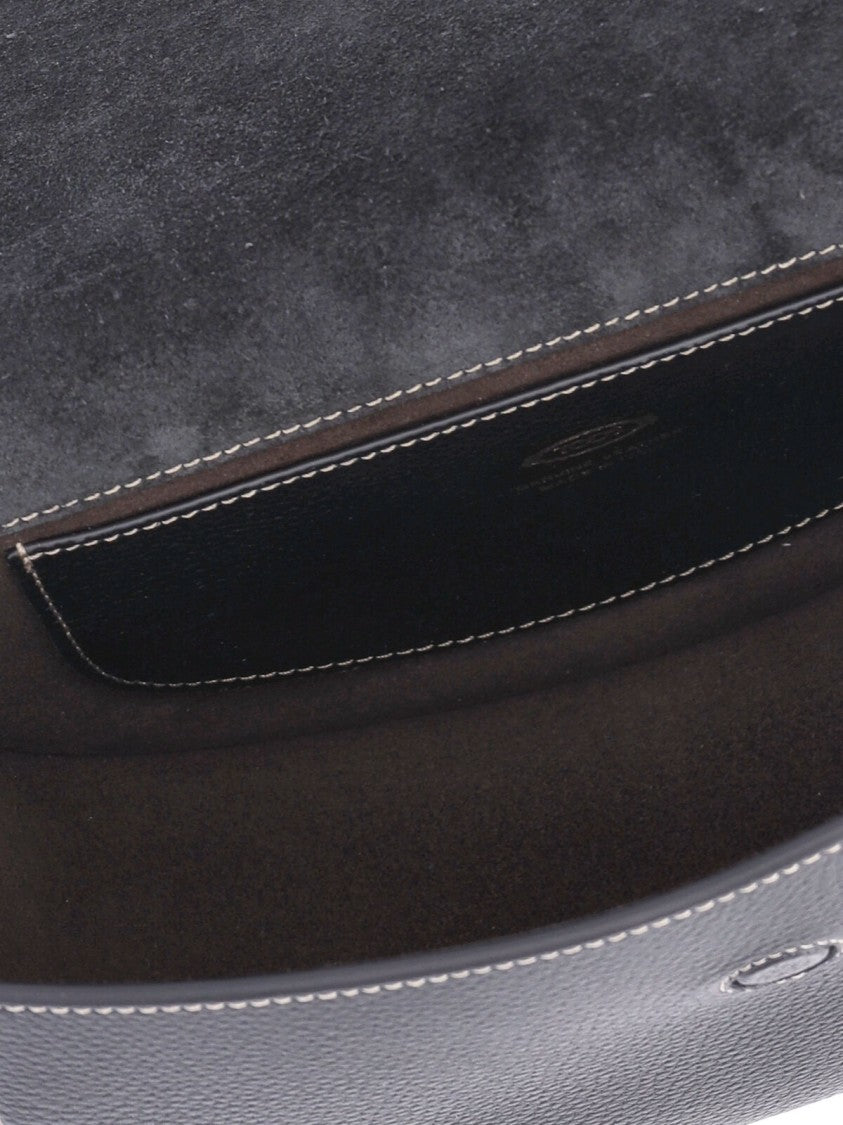 Tod's Black T Signature Calfskin Shoulder Bag