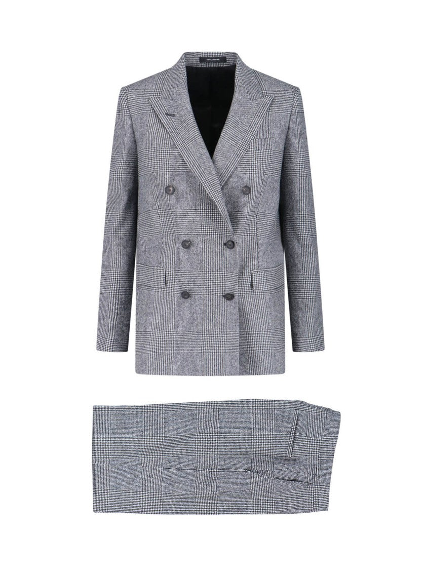 Tagliatore Houndstooth Tailored Double-Breasted Blazer And Wide-Leg Trousers