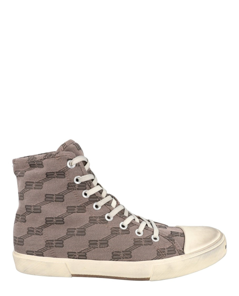 Balenciaga Monogram High-Top Sneakers With Silver-Tone Accents