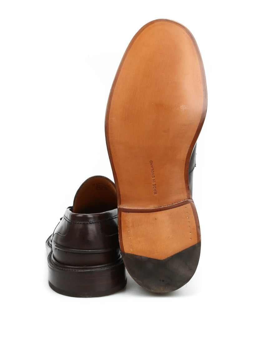 Tricker's Penny Bar Loafers In Polished Calfskin