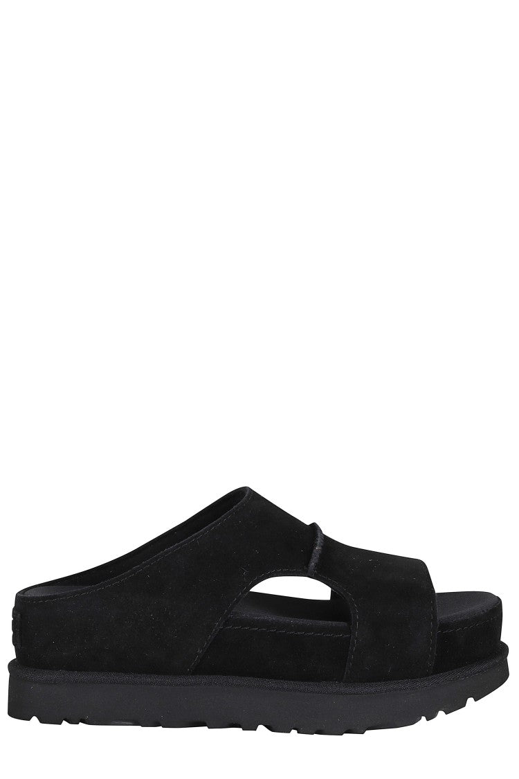 Ugg Black W Goldenstar Hi Cutout Slide Suede Mules