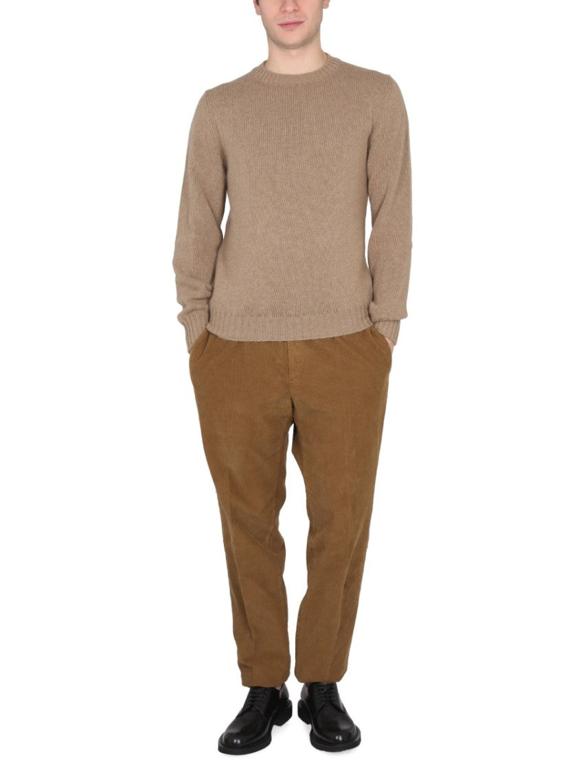 Pt Torino Cross-Neck Ribbed Knit Sweater