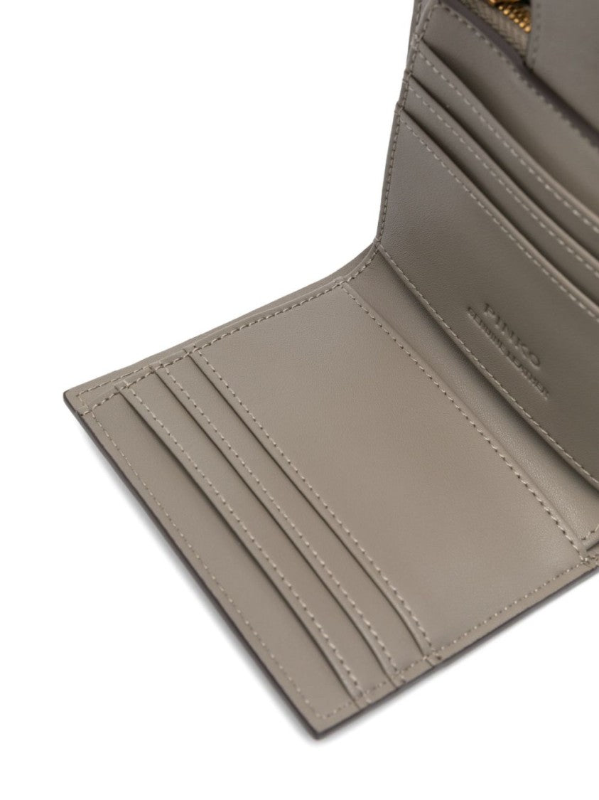 Pinko Beige Calfskin Wallet With Decorative Clasp