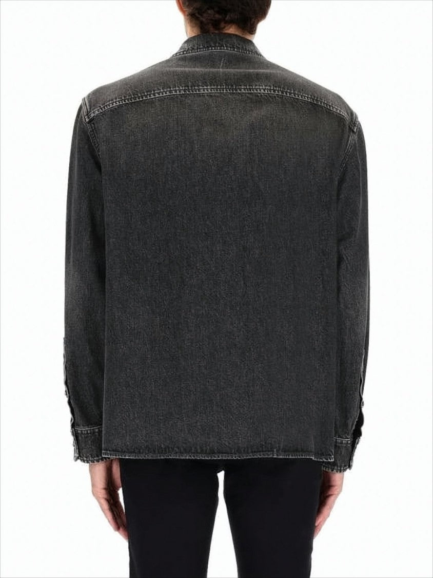 Versace Washed Black Denim Long-Sleeve Versace Shirt