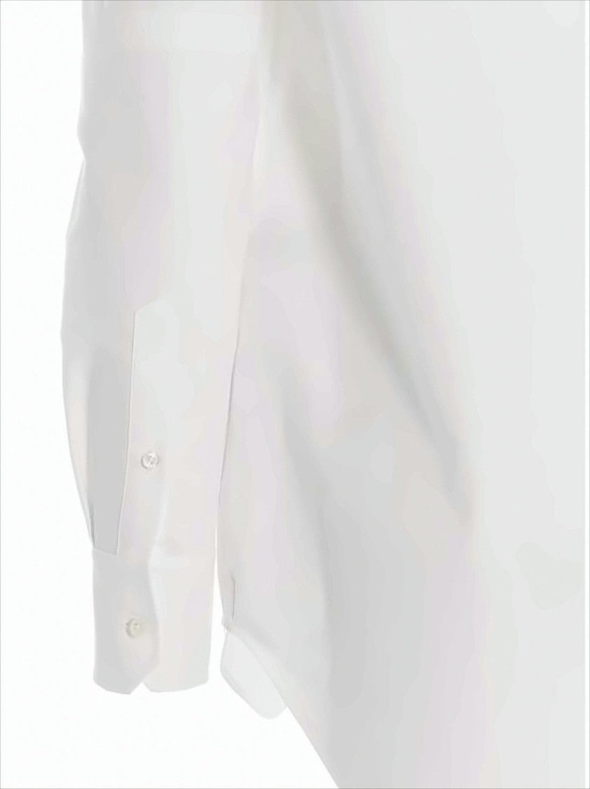 Thom Browne Crisp White Cotton Blouse With Striped Ribbon Bow