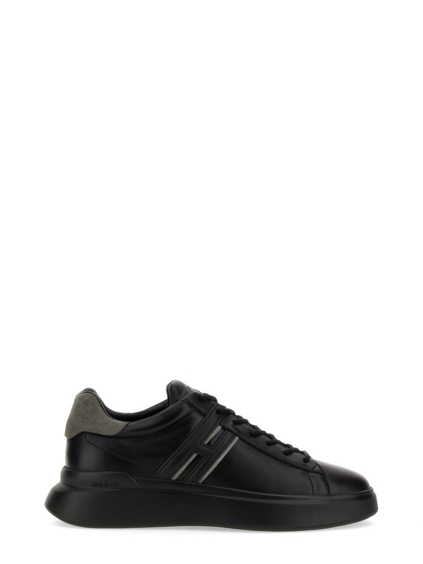 Hogan H580 Suede Heel Tab Leather Low-Top Sneakers