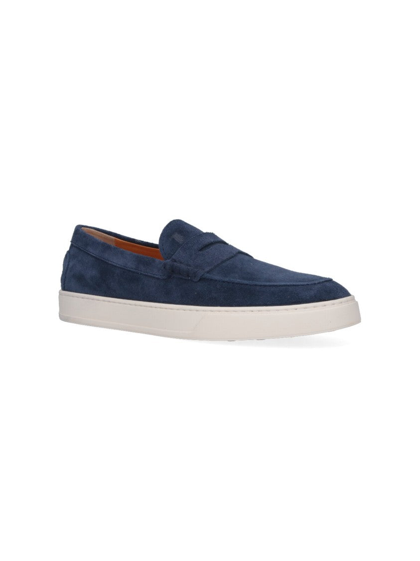 Tod's Deep Navy Blue Suede Loafers