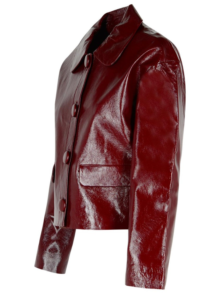 Self-Portrait Burgundy Leather Jacket