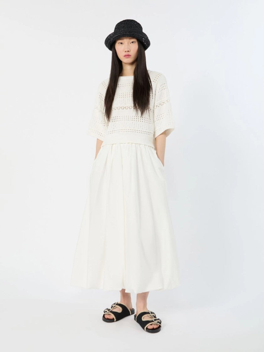 Max Mara Voluminous Midi Skirt With Gathered Waistband And Pockets