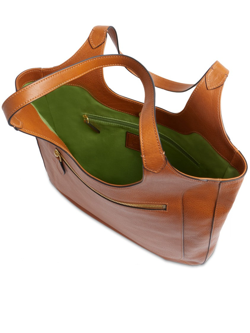 The Bridge Spacious Leather Tote Bag With Gold-Tone Zipper